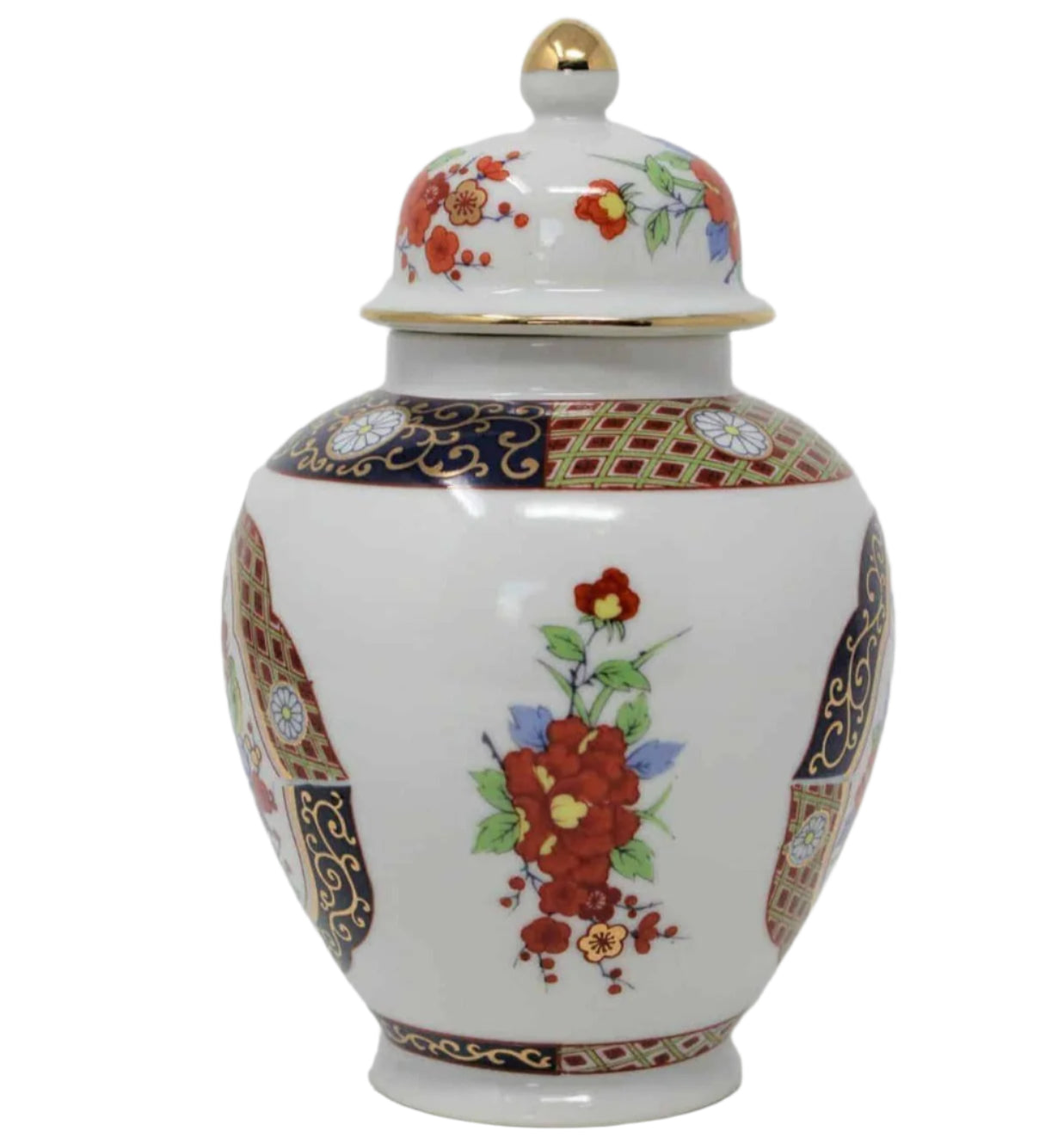 Ginger Jar / Temple Jar, Japanese Gold Imari, Porcelain, Vintage