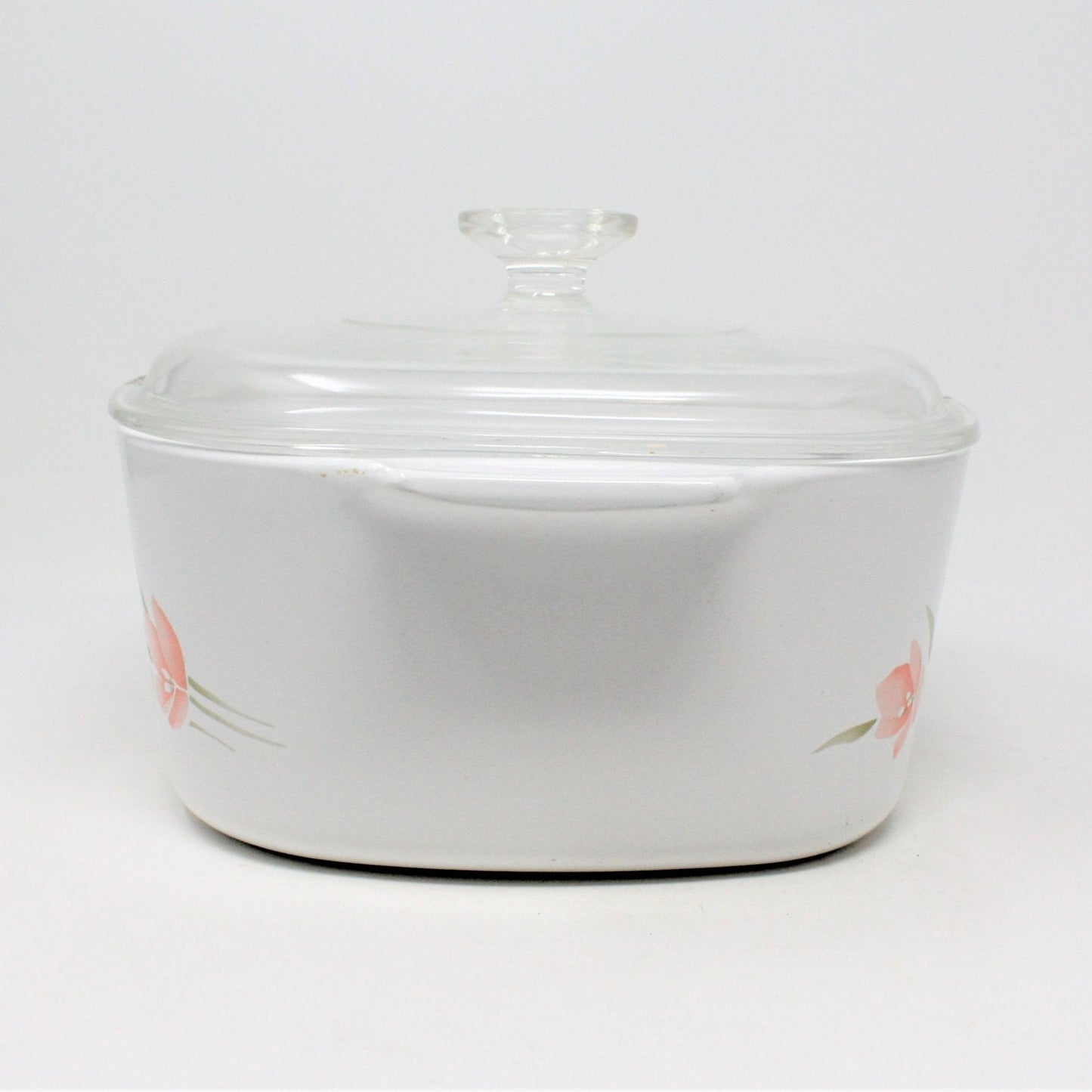Casserole w/Lid, Corning, Peach Floral, 3 LT, Vintage