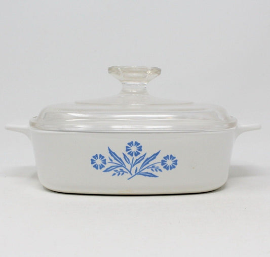 Casserole w/Lid, Corning, Cornflower Blue, 1QT, Vintage