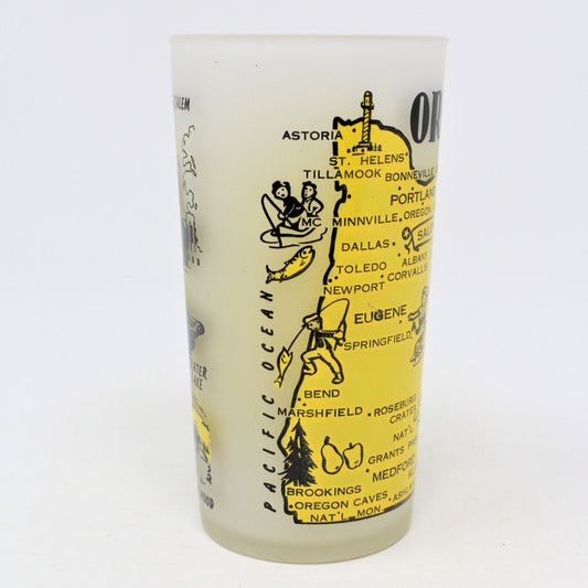 Glasses, Tumbler, Hazel Atlas State Souvenir, Oregon Frosted, Vintage