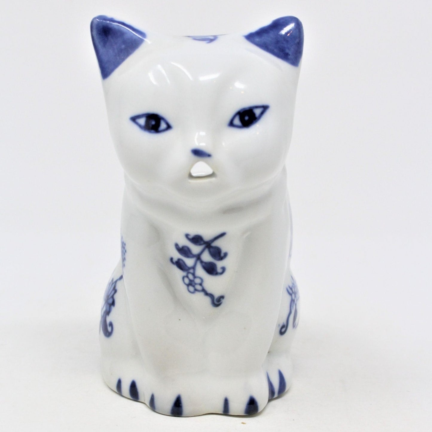 Creamer, Small Pitcher, Baum Bros Formalities, Cat / Kitten, Blue Onion, 1996
