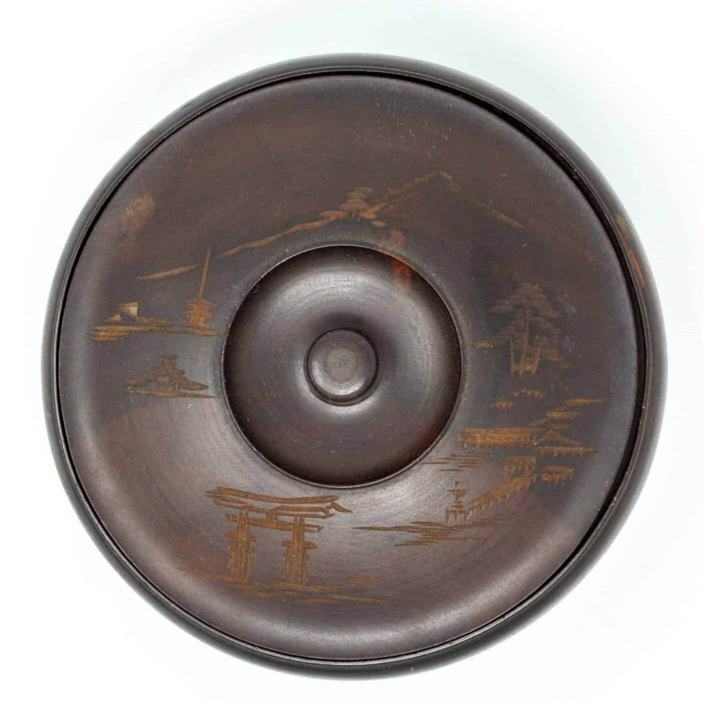 Bowl, Hand Carved Wood with Lid, Vintage Japan