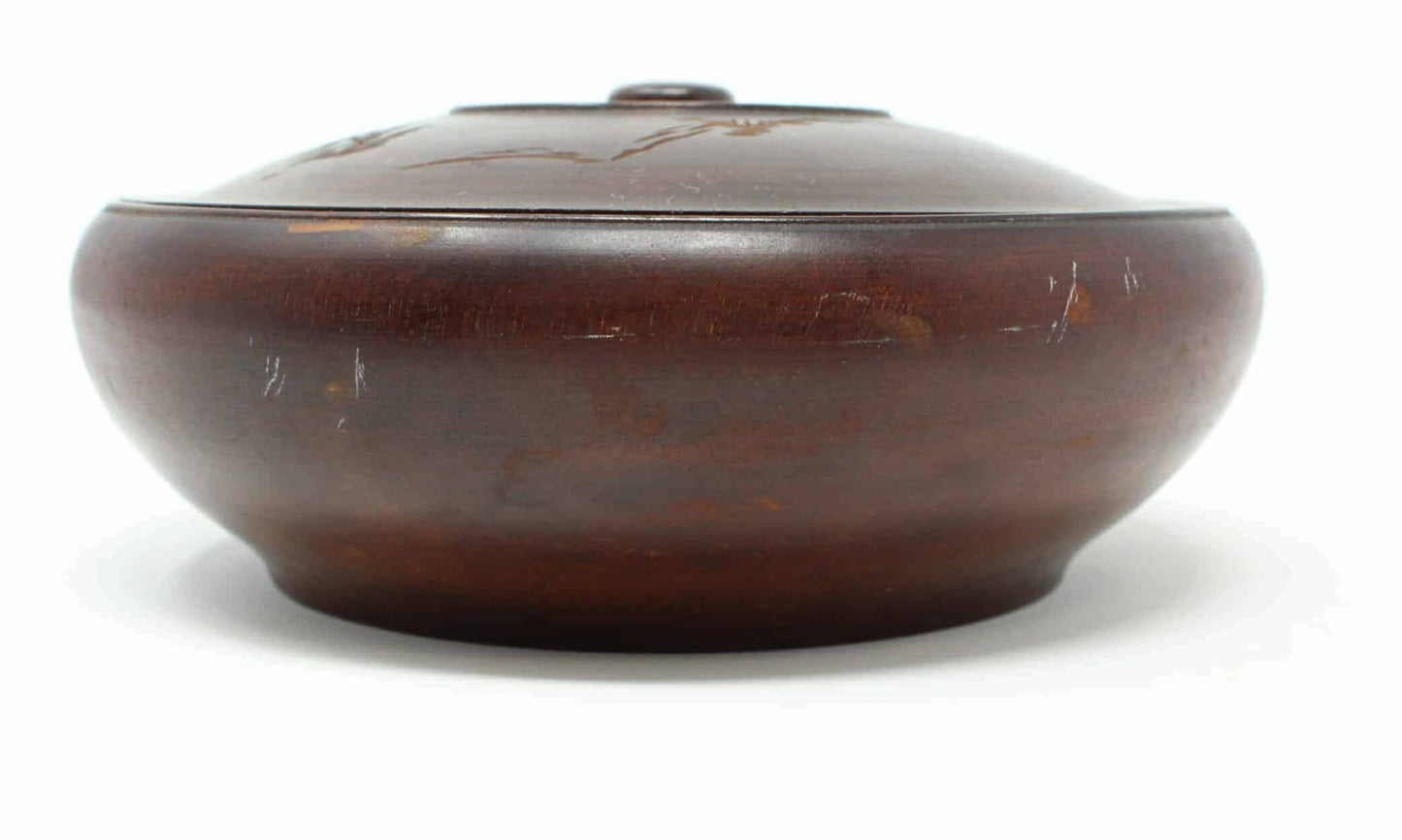 Bowl, Hand Carved Wood with Lid, Vintage Japan