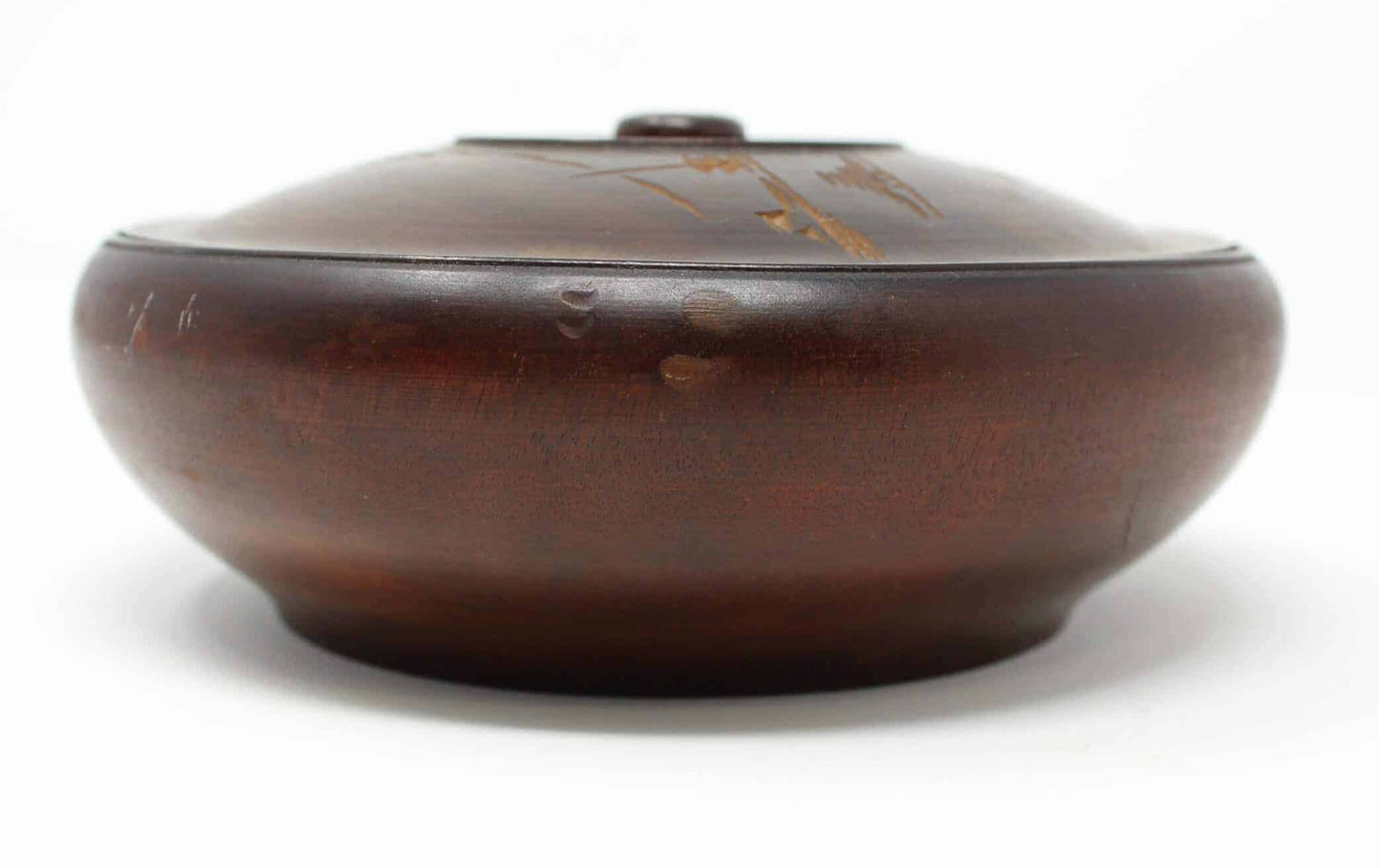Bowl, Hand Carved Wood with Lid, Vintage Japan