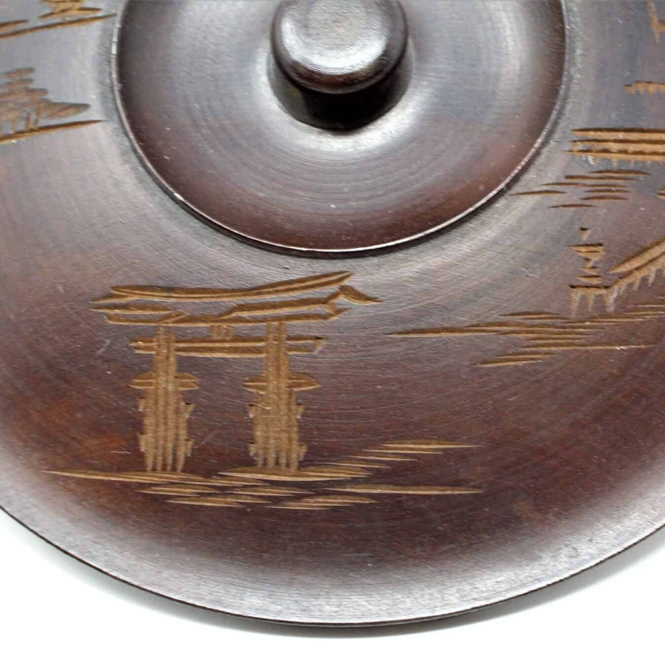 Bowl, Hand Carved Wood with Lid, Vintage Japan