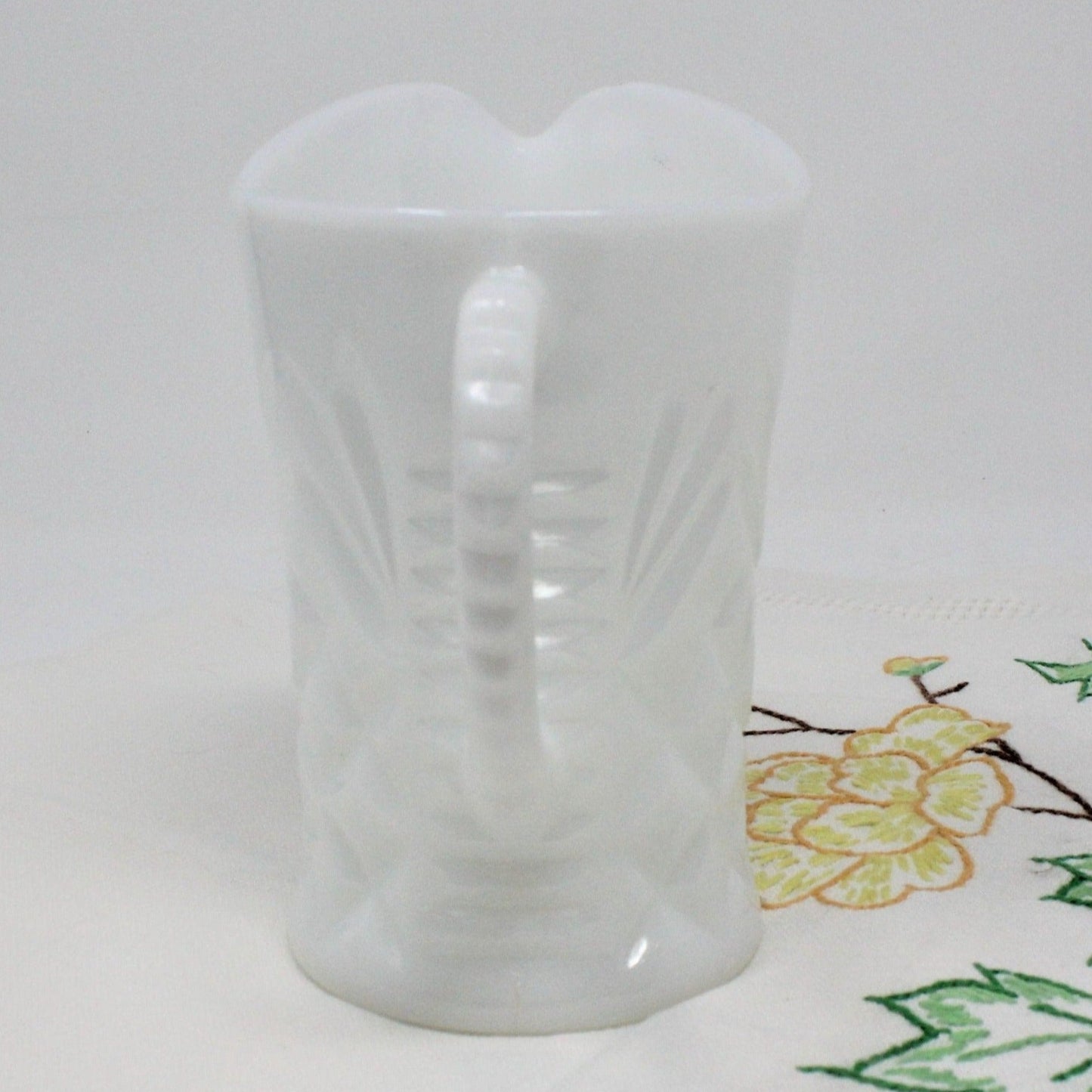 Milk Pitcher / Creamer, Anchor Hocking, Prescut Pineapple, Milk Glass, Vintage