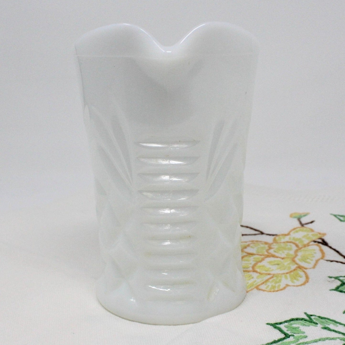 Milk Pitcher / Creamer, Anchor Hocking, Prescut Pineapple, Milk Glass, Vintage