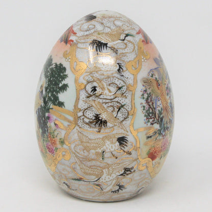 Egg, Satsuma Hand Painted Oriental Birds Moriage, Vintage