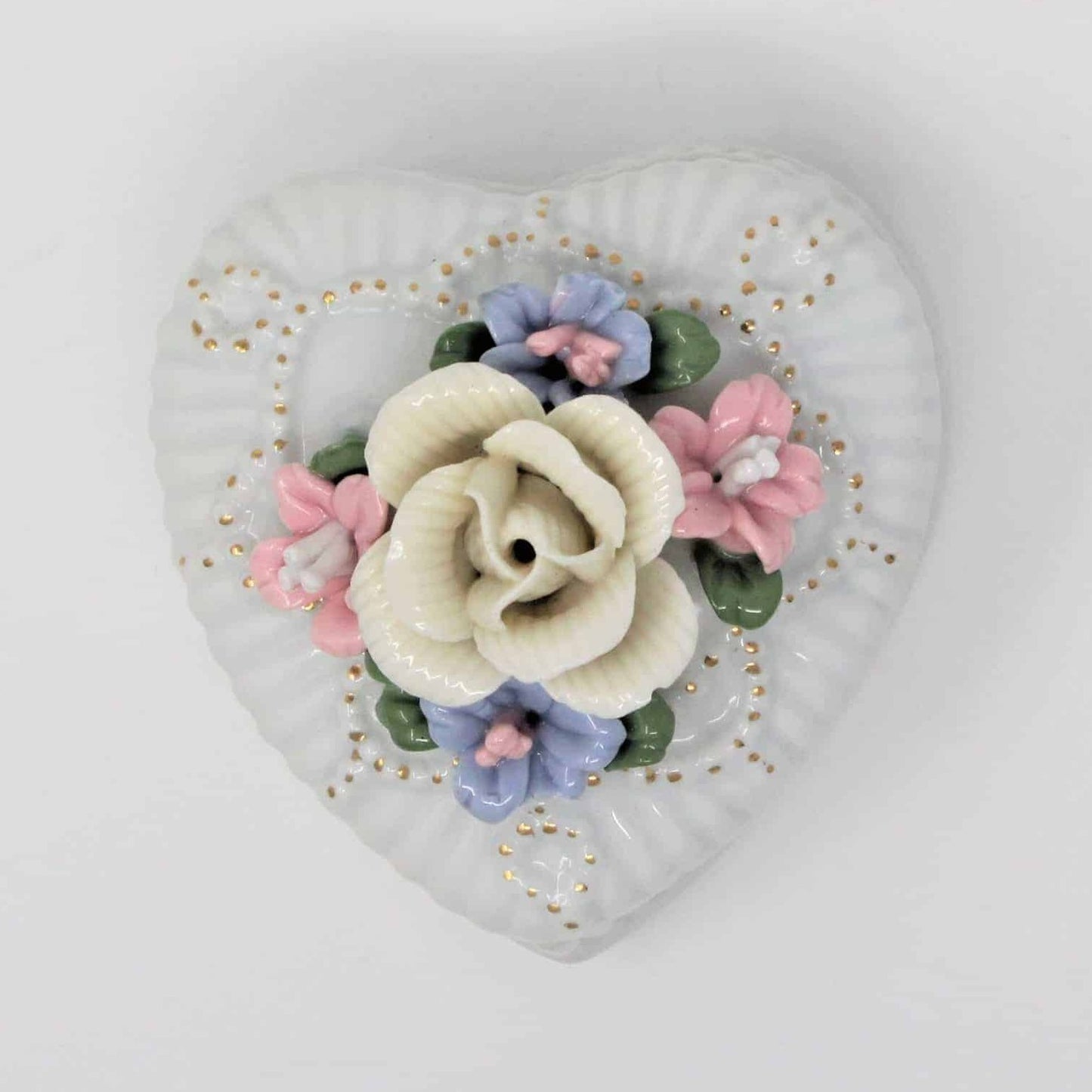 Trinket Box, Badcock, Heart Shaped, Porcelain, Vintage