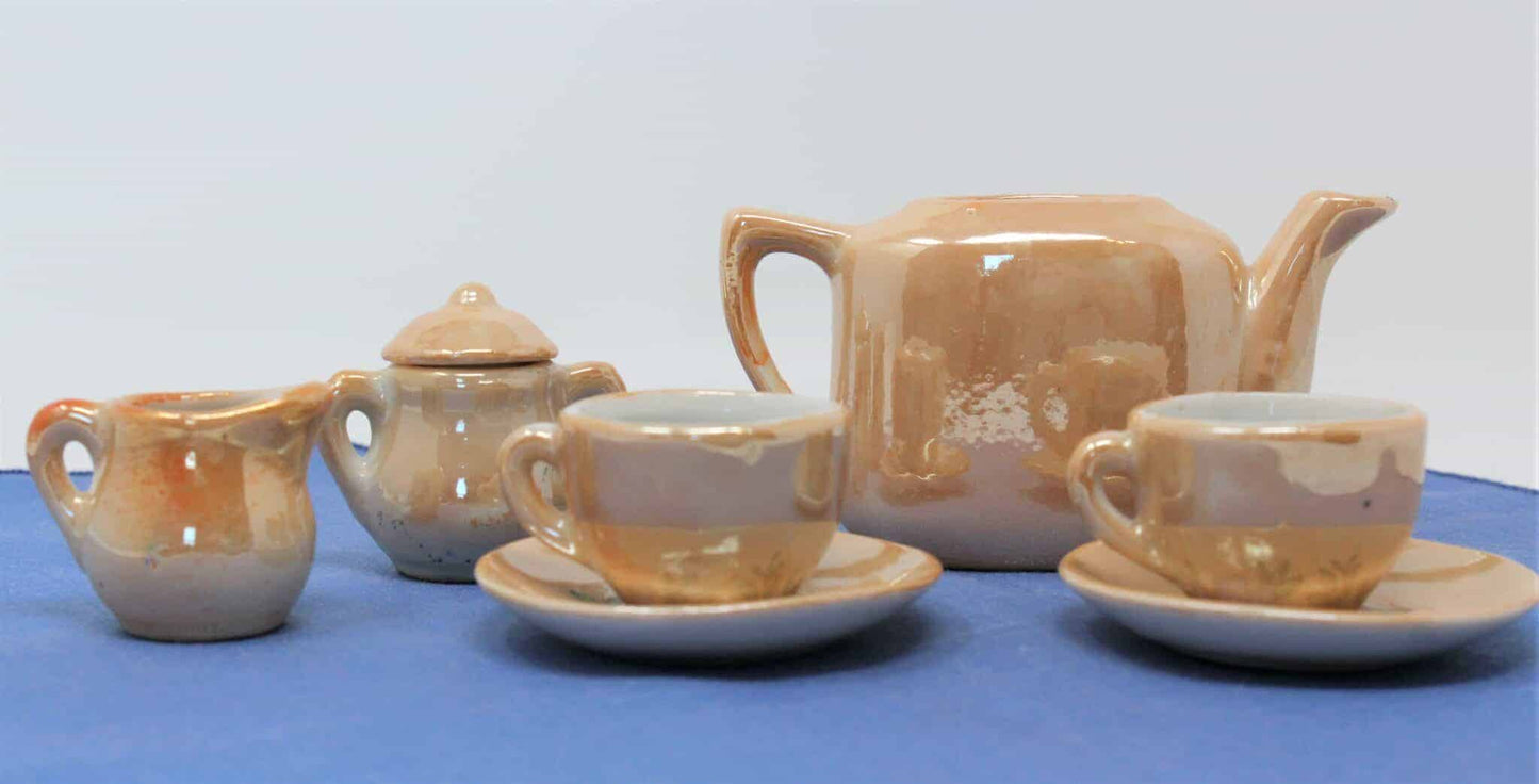 Children's Tea Set, Lusterware Floral, in Box, Japan, Vintage, SOLD