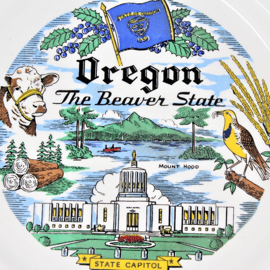 Decorative Plate, Souvenir State Collectors Plate, Oregon Homer Laughlin 1952, Vintage