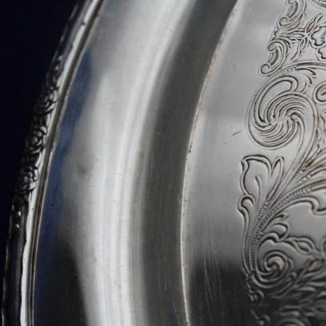 Tray, International Silver, Silverplate, Camille Pattern, Etched, Large Serving Platter, 15", Vintage