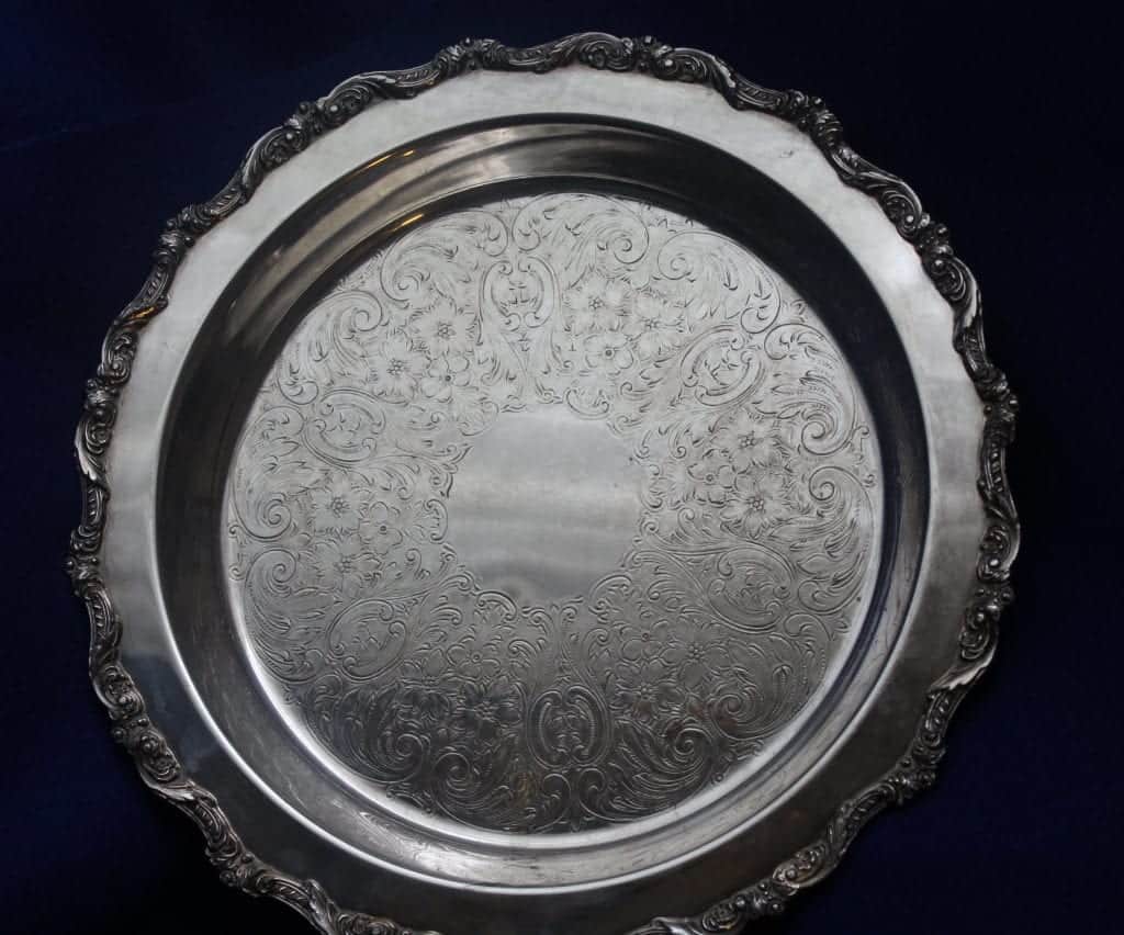 Server, Poole, Old English, Silverplate Footed Serving Plate, 12", Vintage