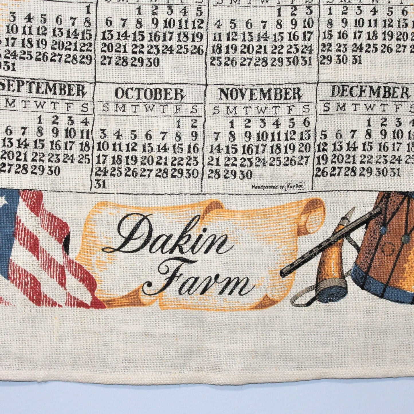 Promotional Item, Dakin Farm Calendar Towel 1976