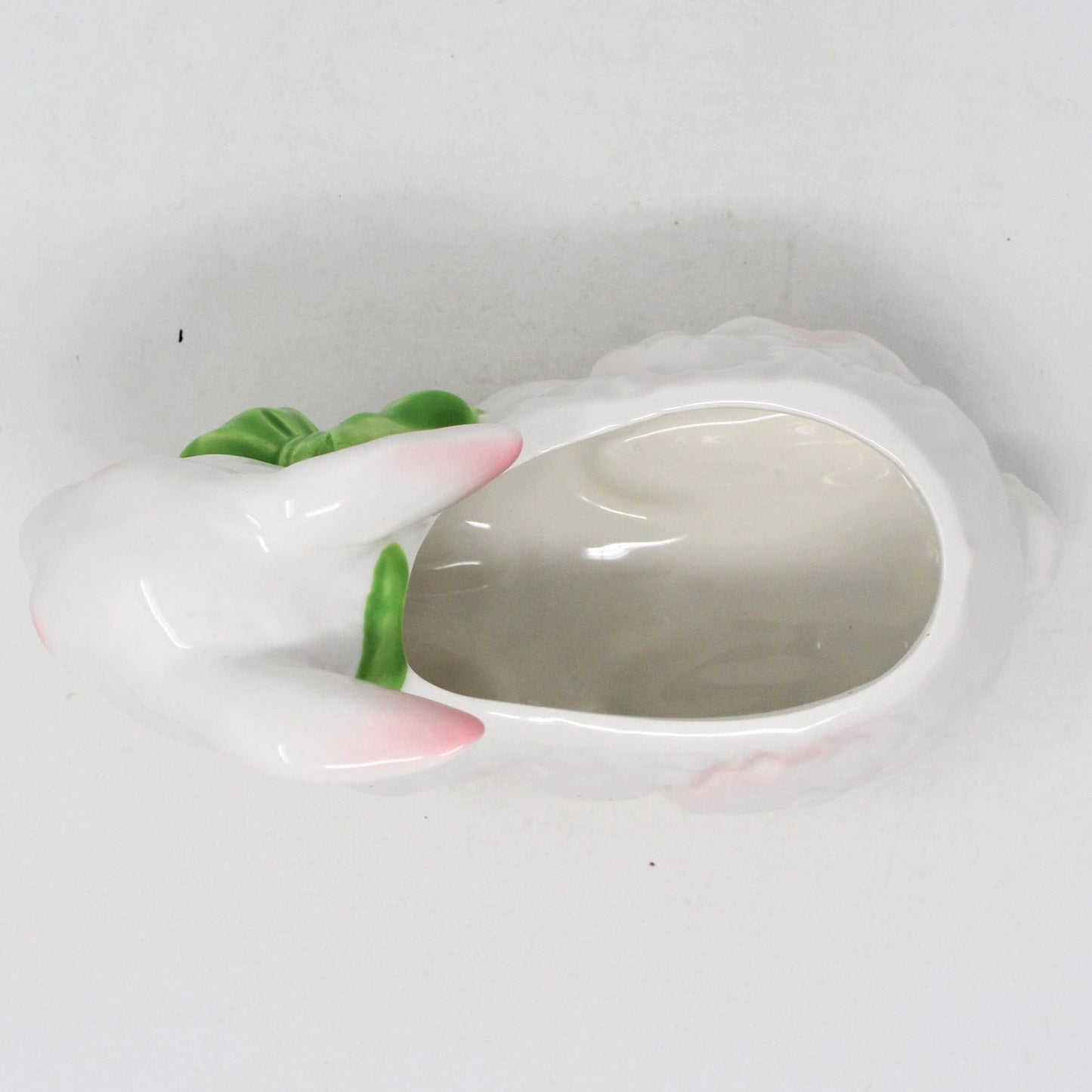 Planter, Bunny Rabbit with Bow, Ceramic, White Bunny, Vintage