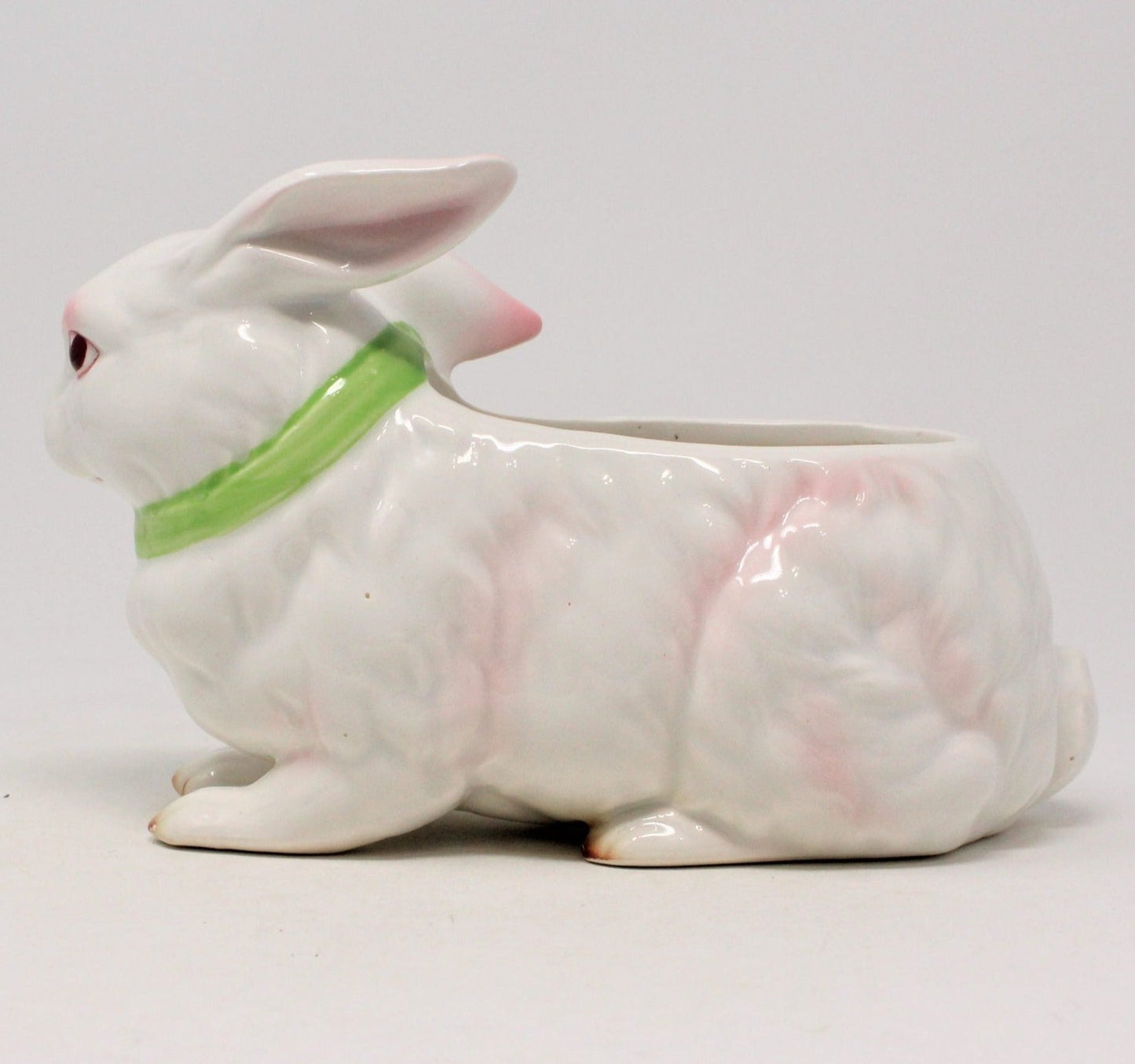 Planter, Bunny Rabbit with Bow, Ceramic, White Bunny, Vintage