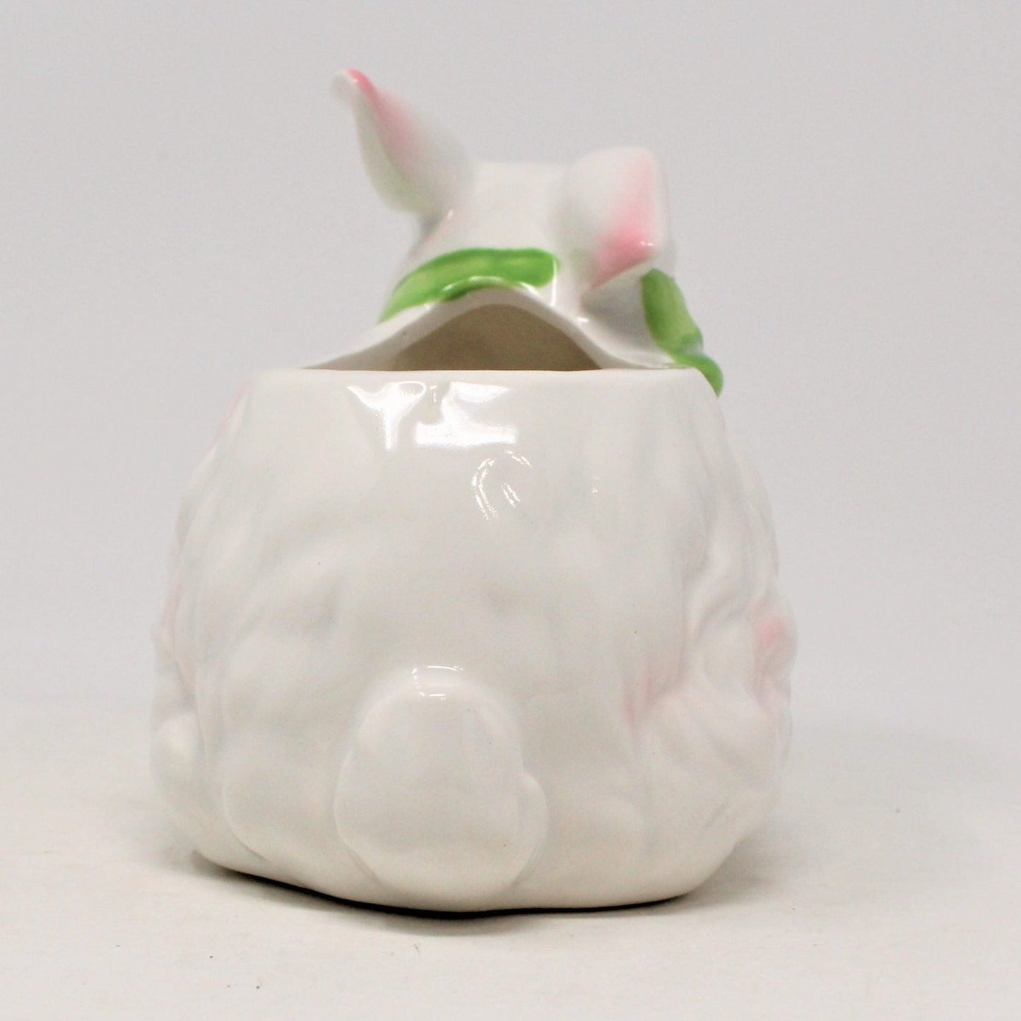 Planter, Bunny Rabbit with Bow, Ceramic, White Bunny, Vintage