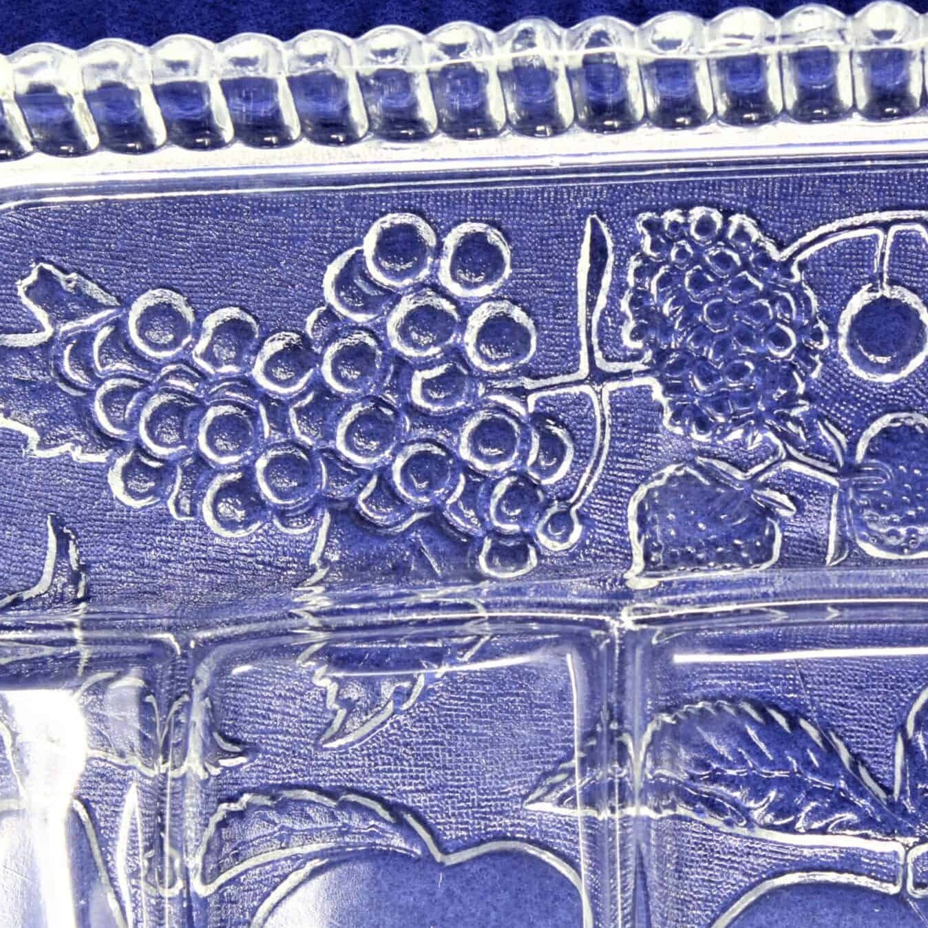 Divided Serving Tray, Indiana Glass, Fruits Clear, Vintage