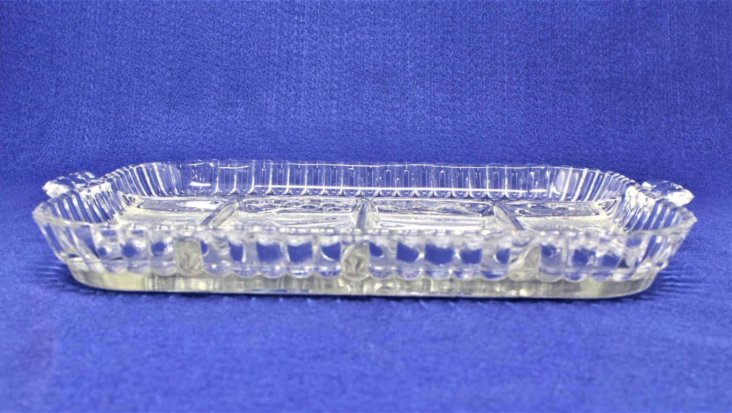Divided Serving Tray, Indiana Glass, Fruits Clear, Vintage