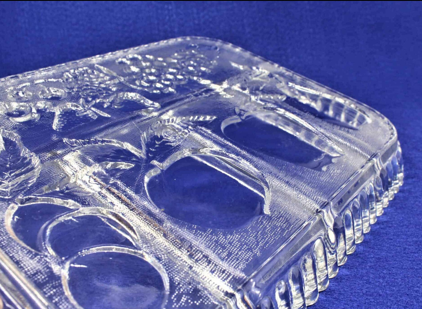 Divided Serving Tray, Indiana Glass, Fruits Clear, Vintage