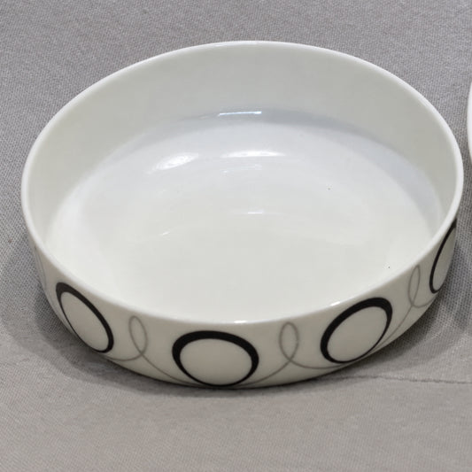 Asian Bowls, Narumi, Basonge, Bone China, Black Gray Geometric, NOS, Japan, Set of 2, Rare, 1974–1978