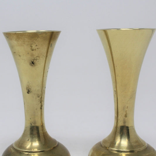 Bud Vase, Brass Fluted, Set of 2, Vintage