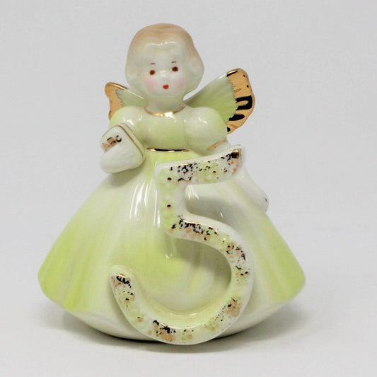 Figurine, Josef Originals Birthday Angel, 5 Years, Green Dress