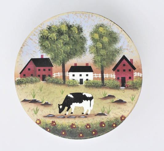 Box, Storage Box / Gift Box, Cow Country Scene, Farmhouse Primitive, Vintage