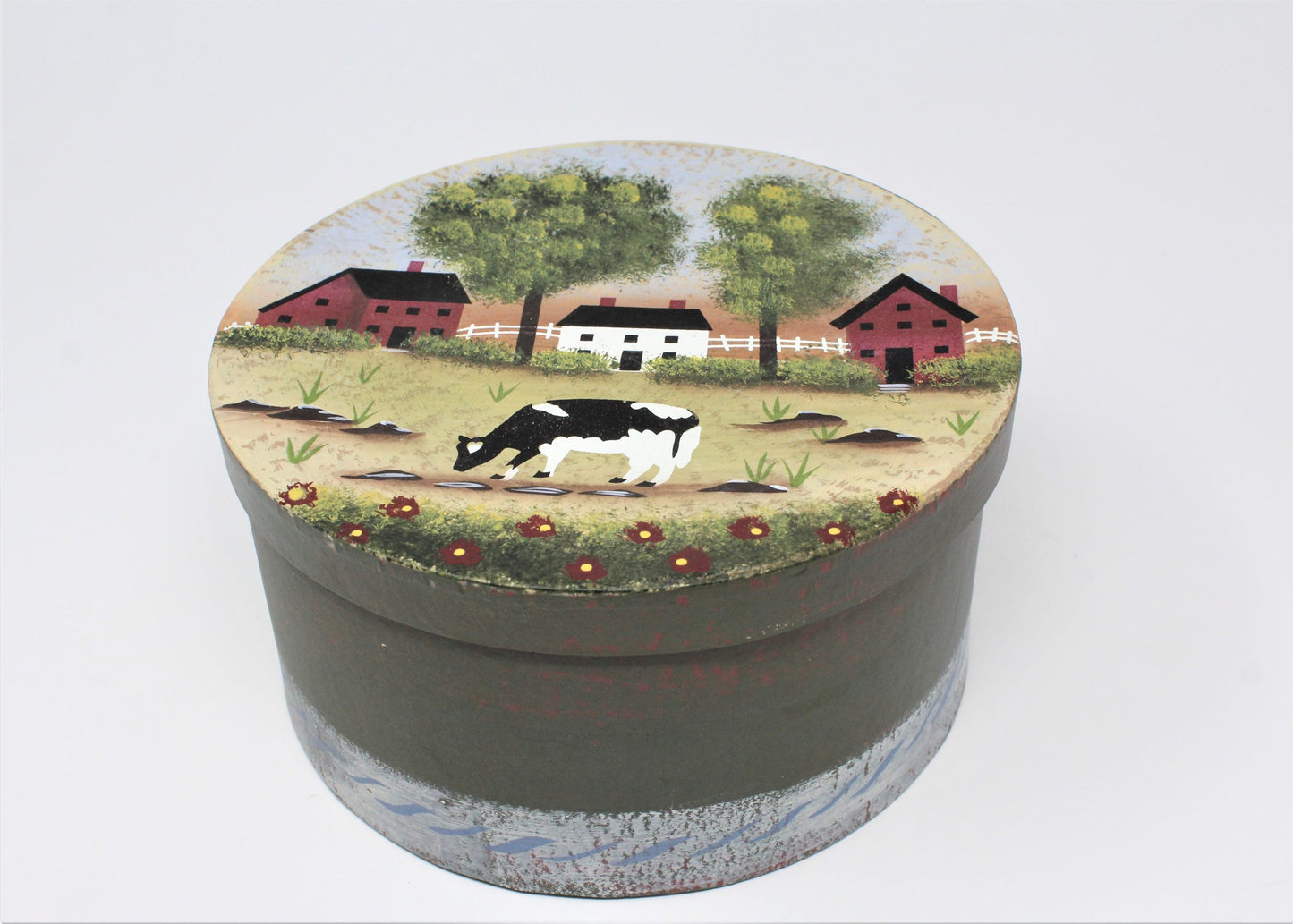 Box, Storage Box / Gift Box, Cow Country Scene, Farmhouse Primitive, Vintage