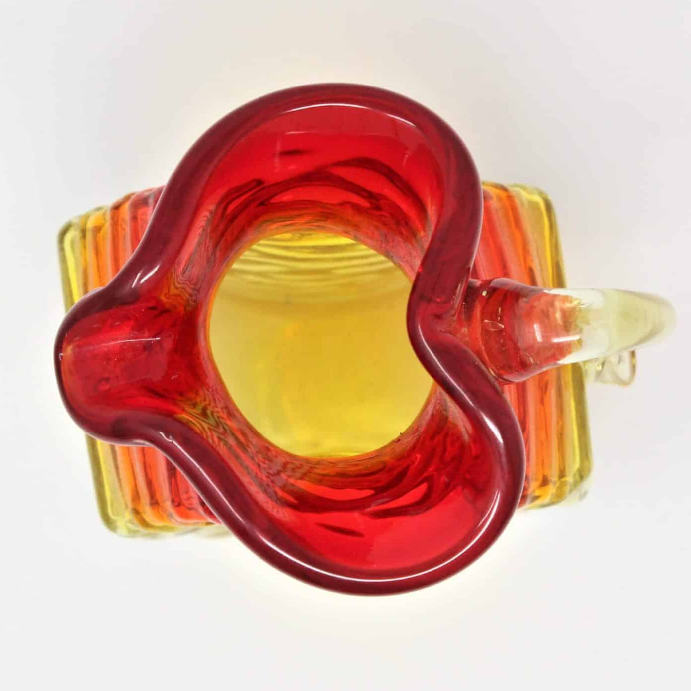 Pitcher, Pilgrim Art Glass, Amberina Rock Crystal, Hand Blown, Vintage