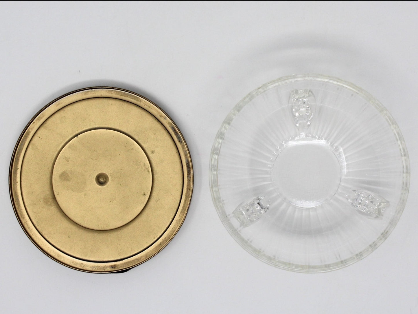 Vanity Jar, Art Deco Glass Footed Jar with Lacquer Lid, Antique