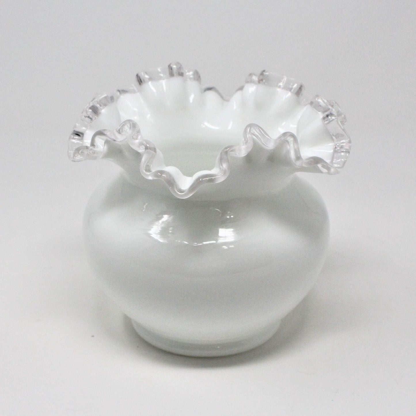 Vase, Fenton, Silver Crest Double Crimped Round Vase, 5" Vintage
