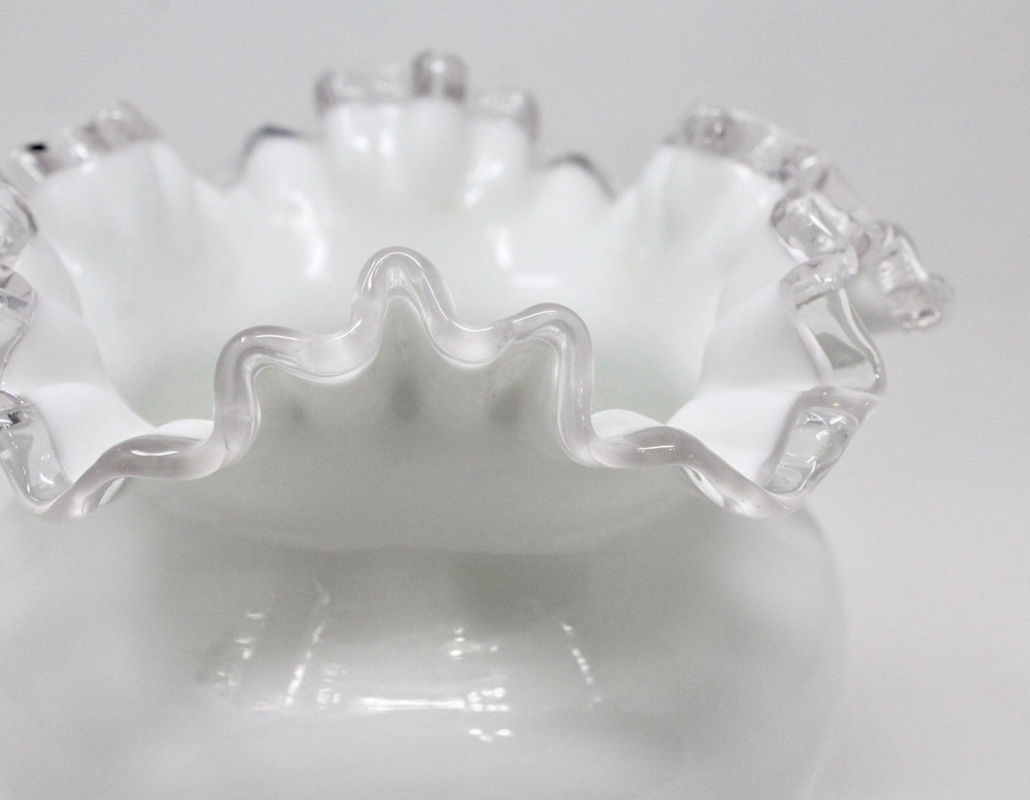 Vase, Fenton, Silver Crest Double Crimped Round Vase, 5" Vintage