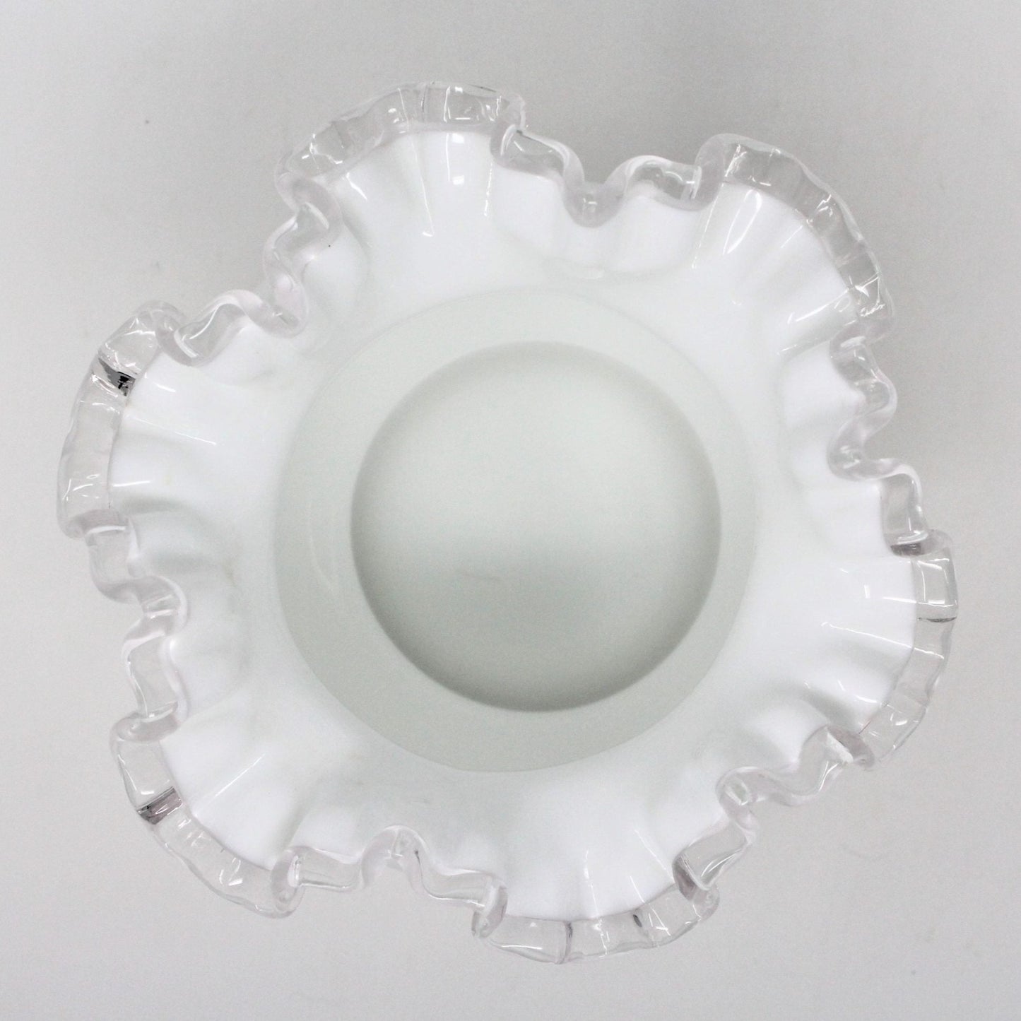 Vase, Fenton, Silver Crest Double Crimped Round Vase, 5" Vintage