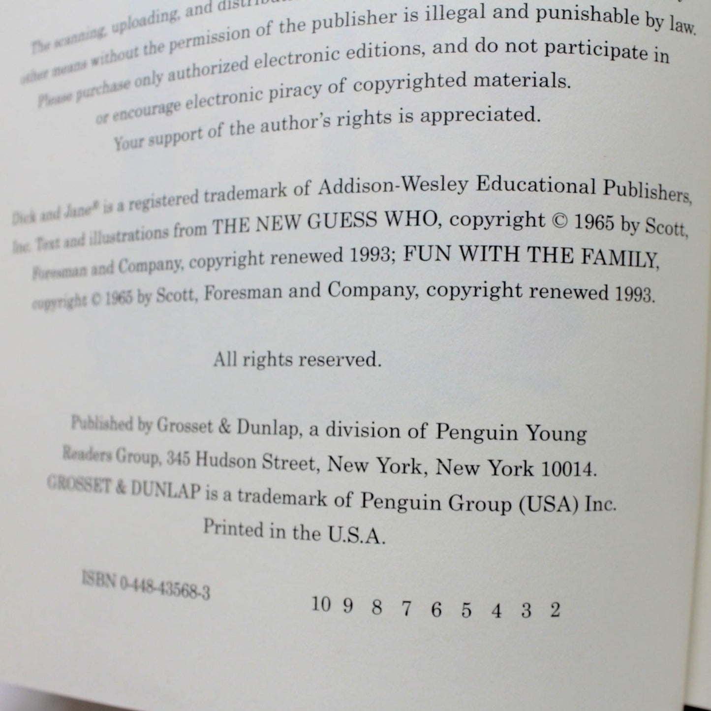 Children's Book, Dick and Jane, Fun with our Family, Vintage 1993, SOLD
