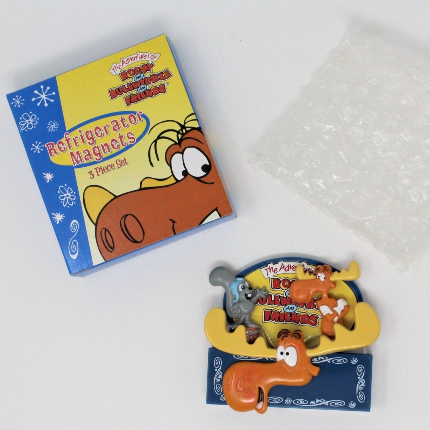 Magnets, Rocky and Bullwinkle Magnets, NOS, in Box, 3 Pc Set, Vintage