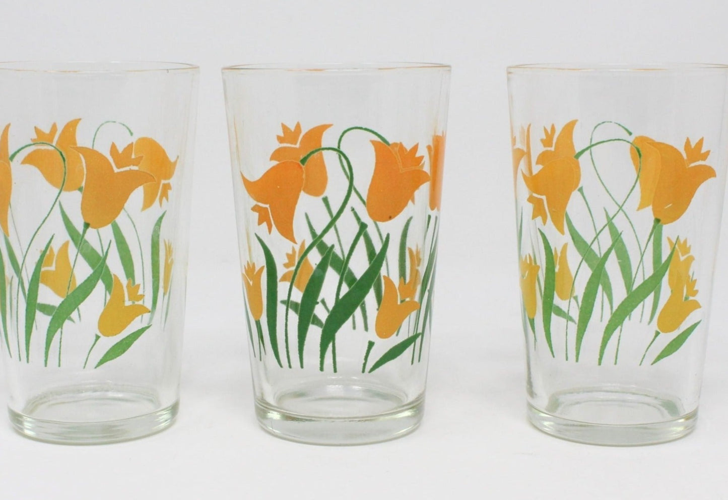 Juice Glasses, Swanky Swigs, Yellow Bellflower, Set of 5, Vintage, SOLD