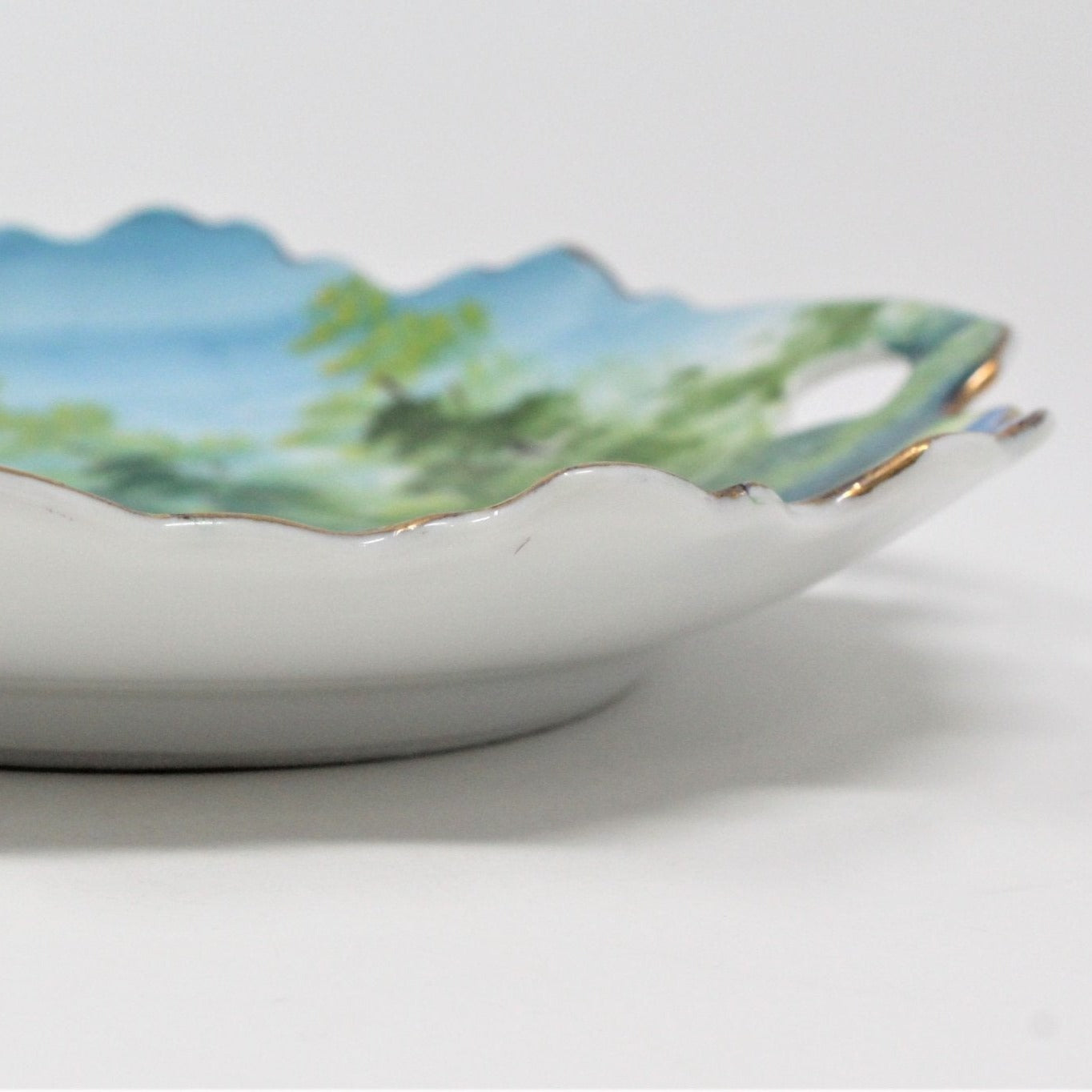 Decorative Plate, Country River Scene, Hand Painted, Signed, Japan, Vintage