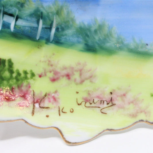 Decorative Plate, Country River Scene, Hand Painted, Signed, Japan, Vintage