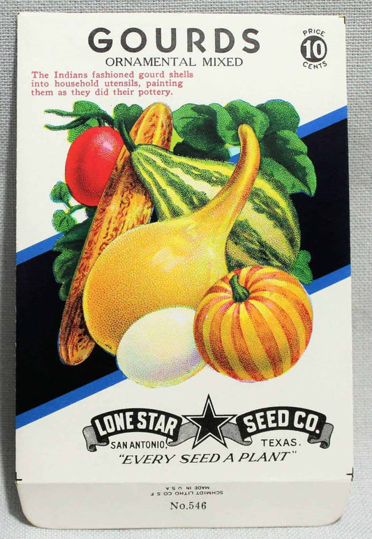 Seed Packets, Lone Star Seed Co, Gourds #546, NOS, Vintage