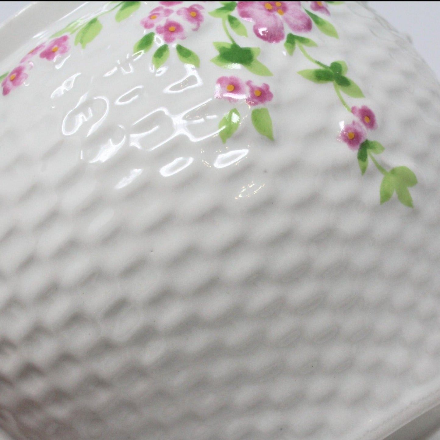 Teapot, Teleflora, Basket Weave & Pink Flowers, Japan, Vintage