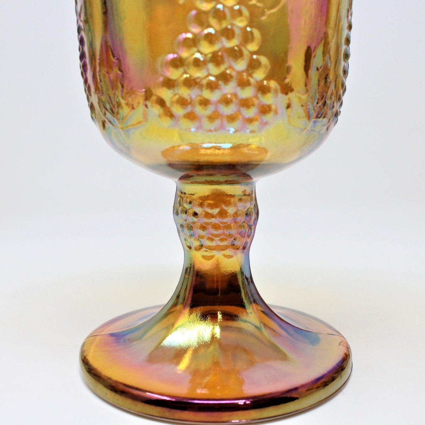 Pitcher & Glasses, Indiana Glass, Harvest Carnival Amber, Iridescent Gold, Set of 9, Vintage