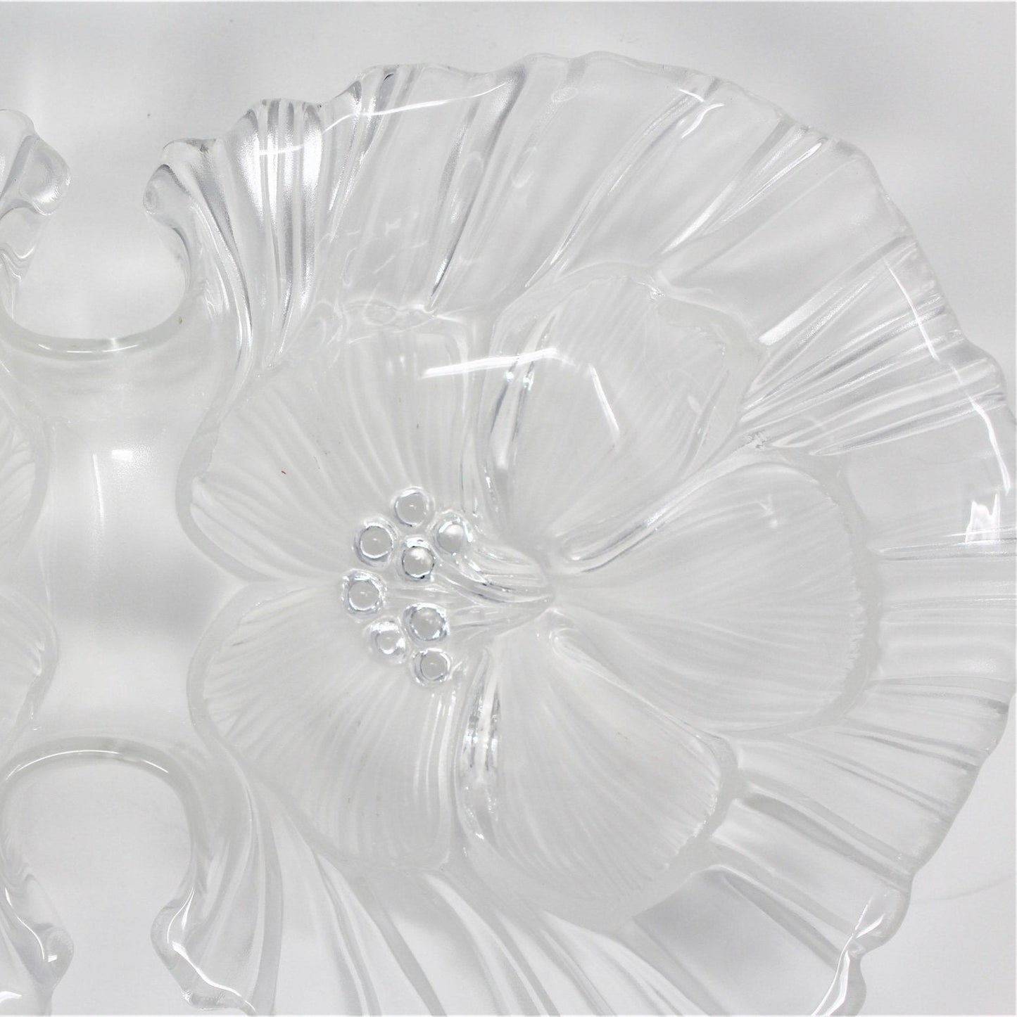 Divided Serving Dish, Mikasa, Hibiscus Frost, Frosted Glass