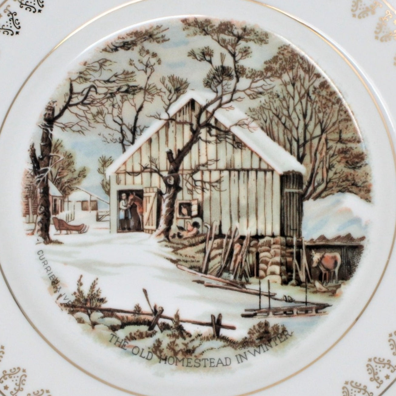 Decorative Plate, Currier & Ives, Roy Thomas, Old Homestead In Winter, Vintage, SOLD