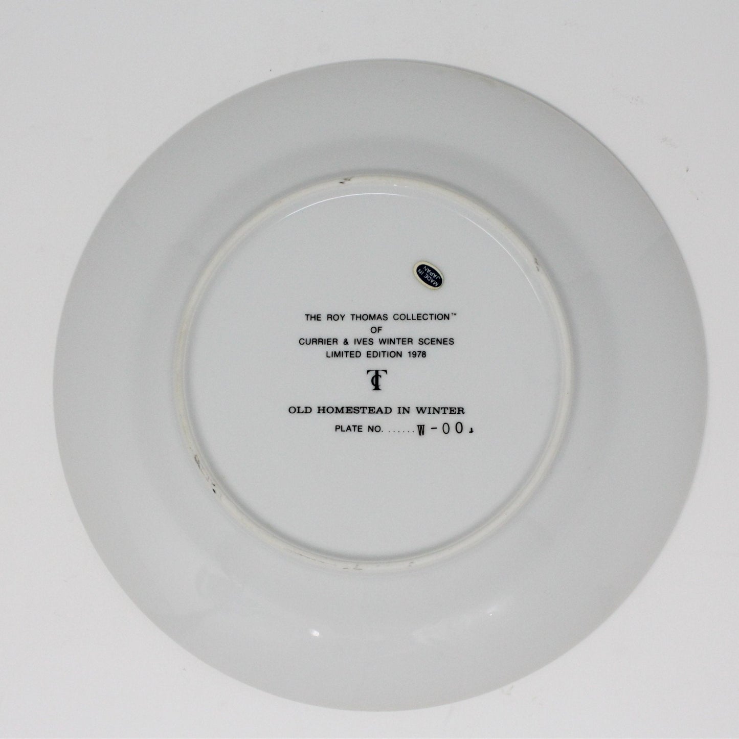 Decorative Plate, Currier & Ives, Roy Thomas, Old Homestead In Winter, Vintage, SOLD