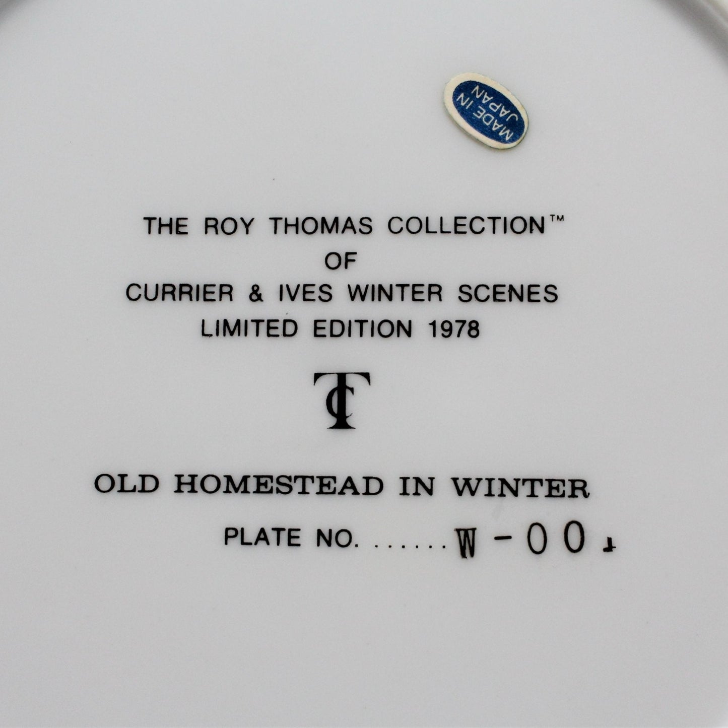 Decorative Plate, Currier & Ives, Roy Thomas, Old Homestead In Winter, Vintage, SOLD