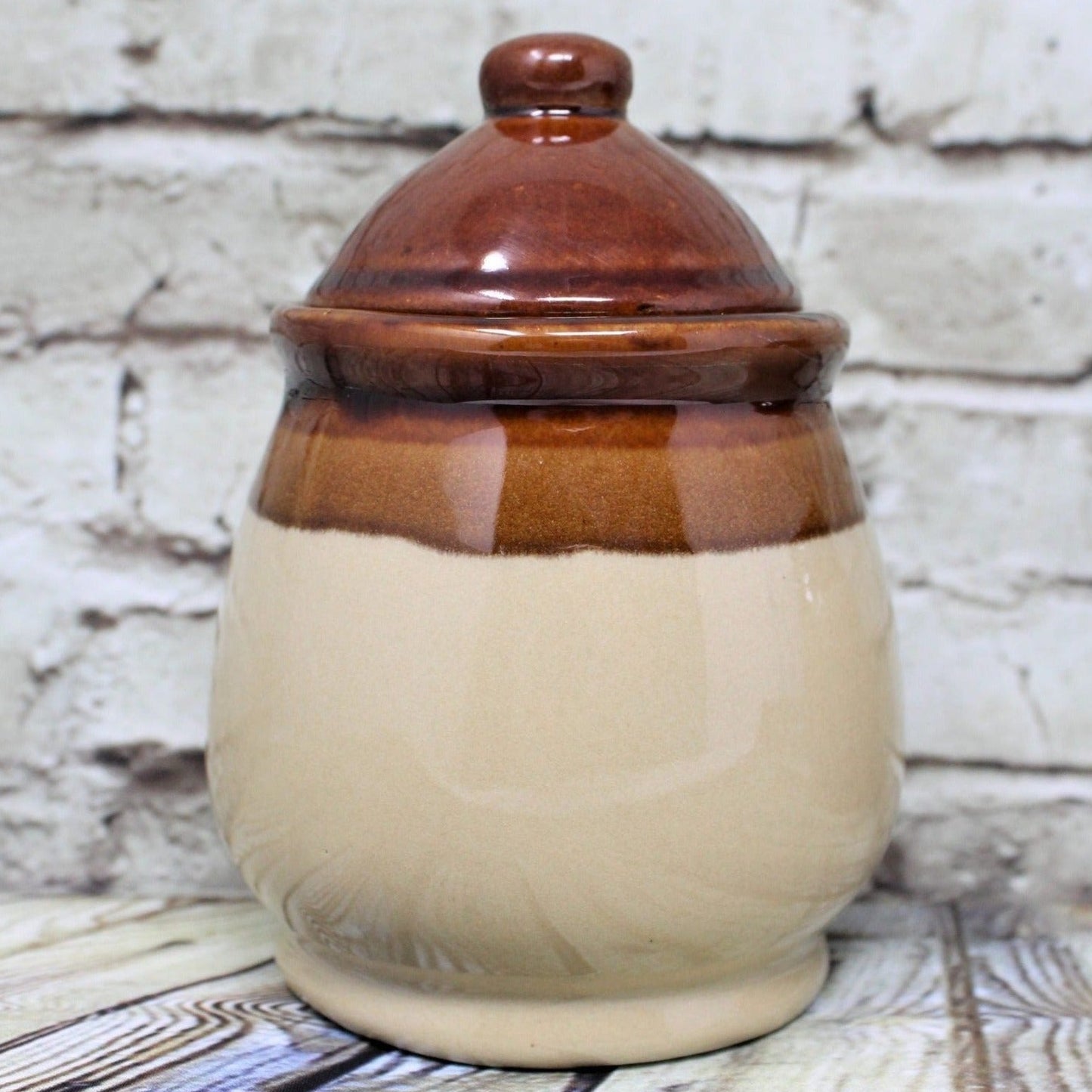 Creamer & Sugar with Lid, Gailstyn-Sutton Brittany Brown & Tan Stoneware, Vintage