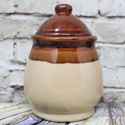 Creamer & Sugar with Lid, Gailstyn-Sutton Brittany Brown & Tan Stoneware, Vintage
