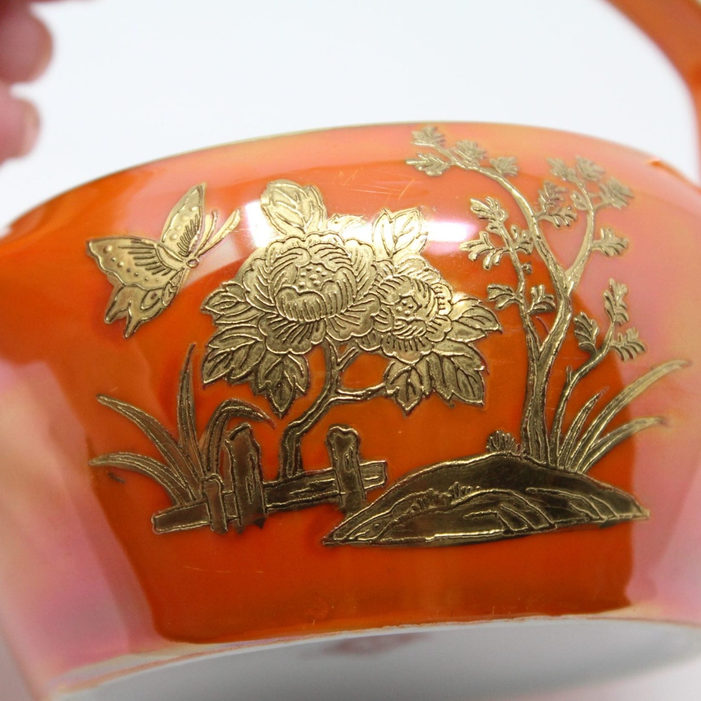 Condiment Jar, Noritake Jam / Jelly Jar, Iridescent Lusterware Gold Encrusted, Vintage