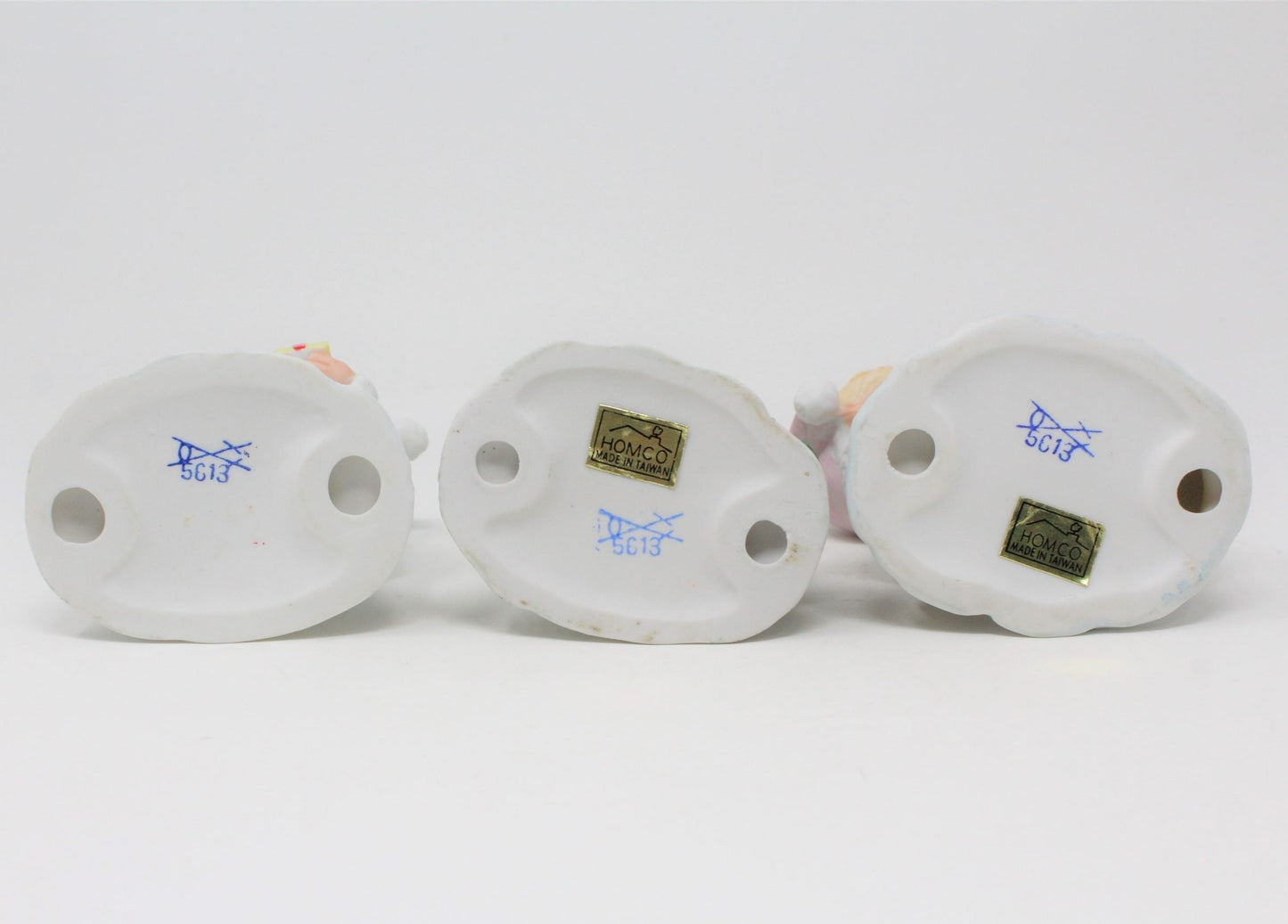 Figurine, HomCo, Christmas Snow Kids #5613, Set of 3 Porcelain, Vintage